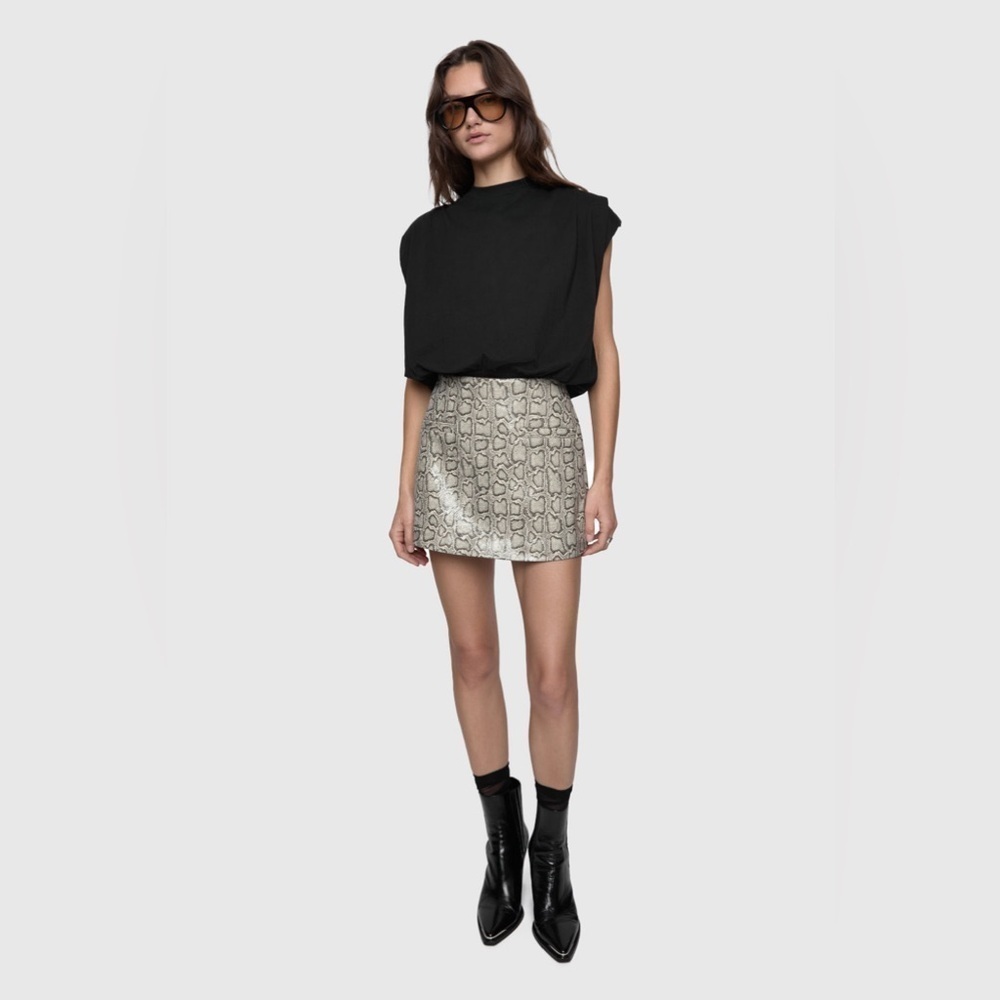 REBECCA MINKOFF Faux Snake Hayden Mini Skort in Stone Size 8 NWT